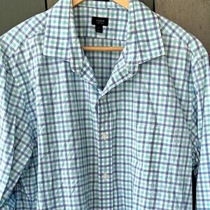 J. Crew Men Sz XL Ludlow 120's 2-Ply Cotton Checkered Button Shirt Preppy Career